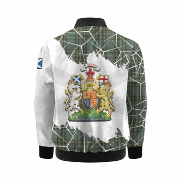 Kelly Tartan Kid Bomber Jacket with Family Crest and Lion Rampant Grunge Style