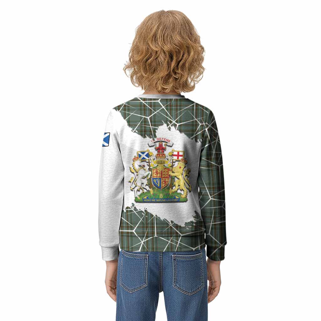 Kelly Tartan Kid Knitted Sweatshirt with Family Crest and Lion Rampant Grunge Style