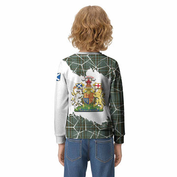 Kelly Tartan Kid Knitted Sweatshirt with Family Crest and Lion Rampant Grunge Style