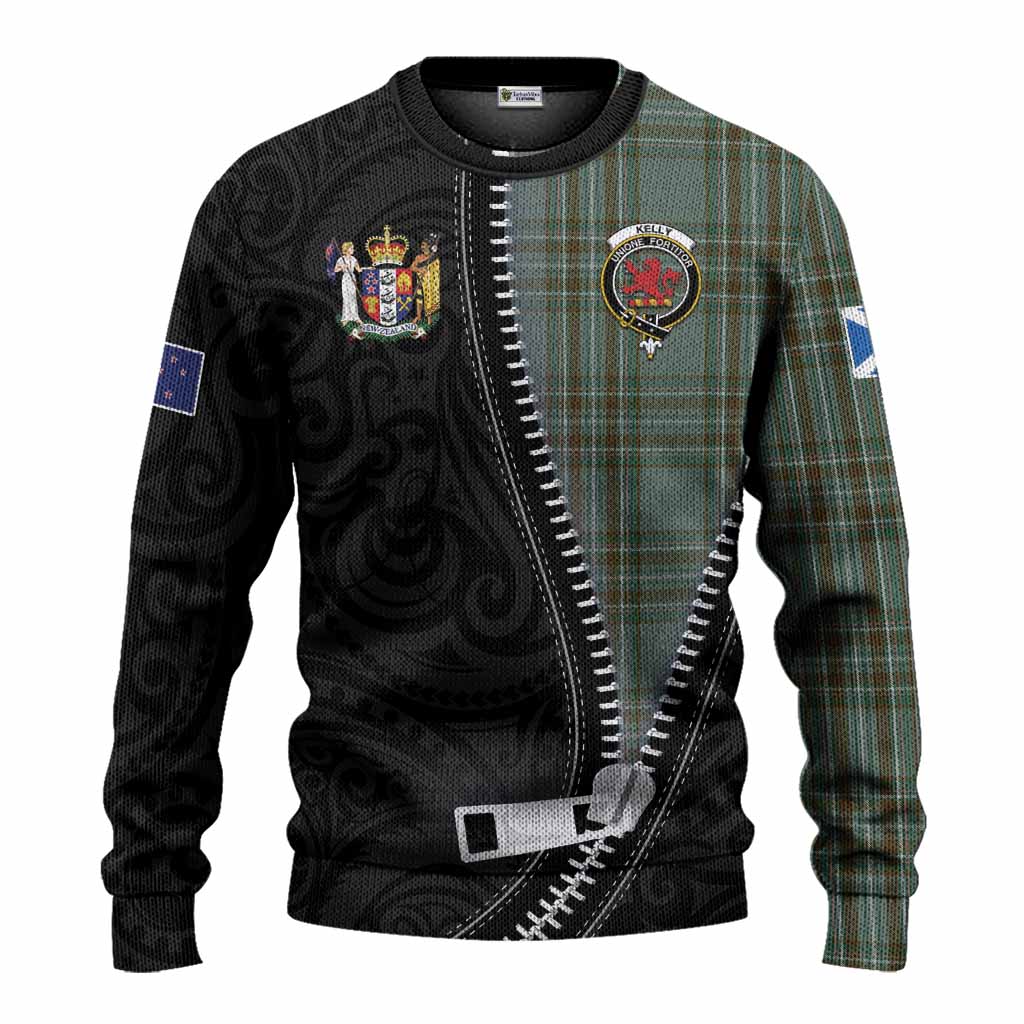 Kelly Tartan Knitted Sweater New Zealand Pattern Unique Zipper Stylized