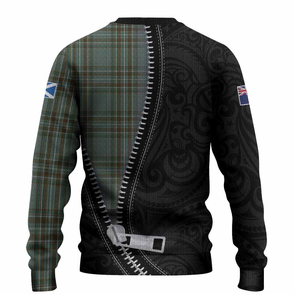 Kelly Tartan Knitted Sweater New Zealand Pattern Unique Zipper Stylized