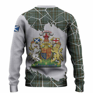Kelly Tartan Knitted Sweater with Family Crest and Lion Rampant Grunge Style