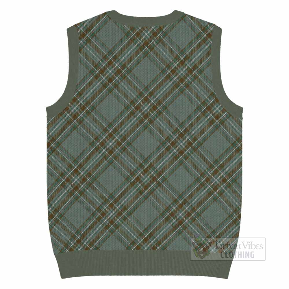 Kelly Tartan Knitted V-Neck Vest with Family Crest Cross Style