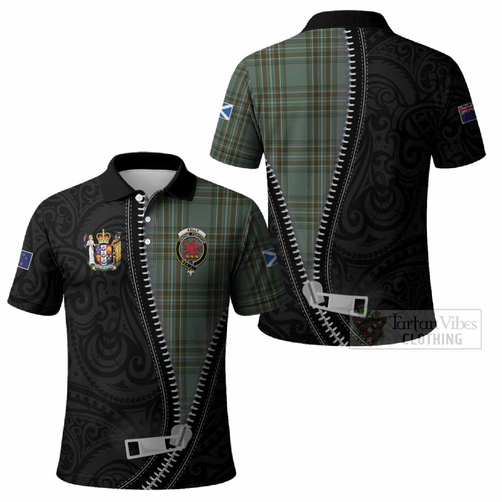 Kelly Tartan Polo Shirt New Zealand Pattern Unique Zipper Stylized