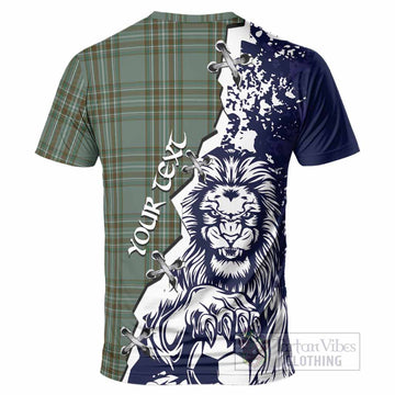 Kelly Tartan Scottish T-Shirt Angry Lion With Soccer Ball Style