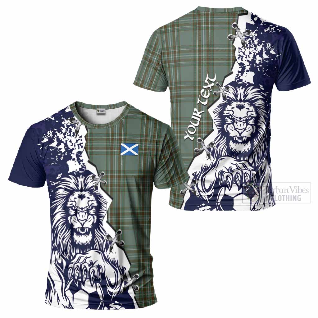 Kelly Tartan Scottish T-Shirt Angry Lion With Soccer Ball Style