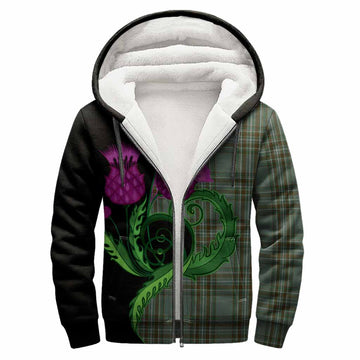 Kelly Tartan Sherpa Hoodie Traditional Scottish Thistle