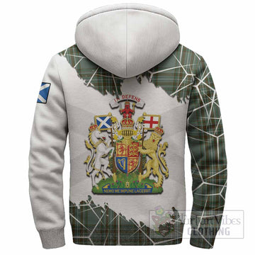 Kelly Tartan Sherpa Hoodie with Family Crest and Lion Rampant Grunge Style