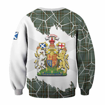 Kelly Tartan Sweatshirt with Family Crest and Lion Rampant Grunge Style