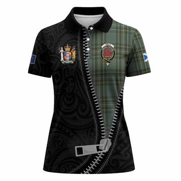 Kelly Tartan Women Polo Shirt New Zealand Pattern Unique Zipper Stylized