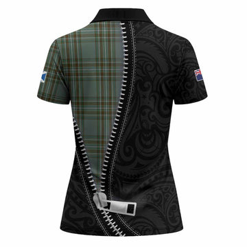 Kelly Tartan Women Polo Shirt New Zealand Pattern Unique Zipper Stylized