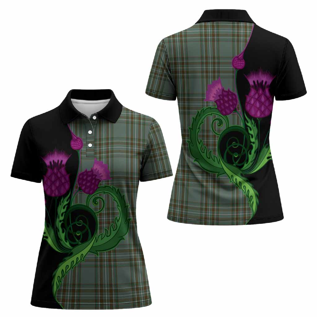 Kelly Tartan Women Polo Shirt Traditional Scottish Thistle