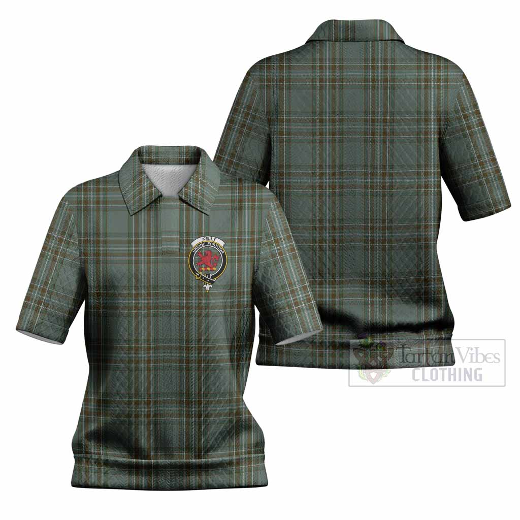 Kelly Tartan Women’s Polo Sweater Top with Family Crest