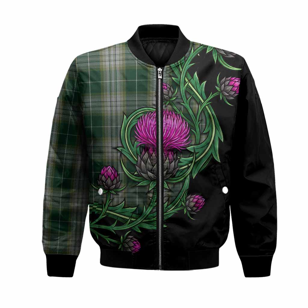 Kelso Tartan Bomber Jacket Resilient Scottish Thistle Unisex Black - Tartan Vibes Clothing