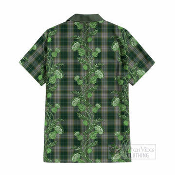 Kelso Tartan Cotton Hawaiian Shirt Seamless Scottish Thistle Flowers