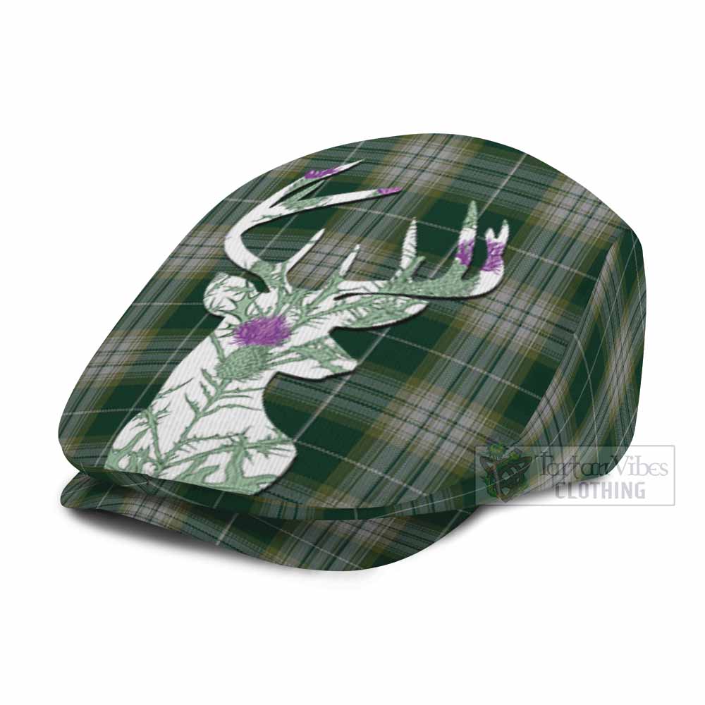 Kelso Tartan Flat Cap, Jeff Cap Scottish Stag Thistle Floral Art