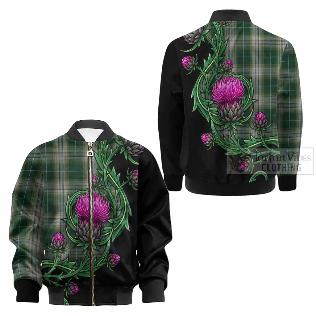 Kelso Tartan Kid Bomber Jacket Resilient Scottish Thistle - Tartan Vibes Clothing