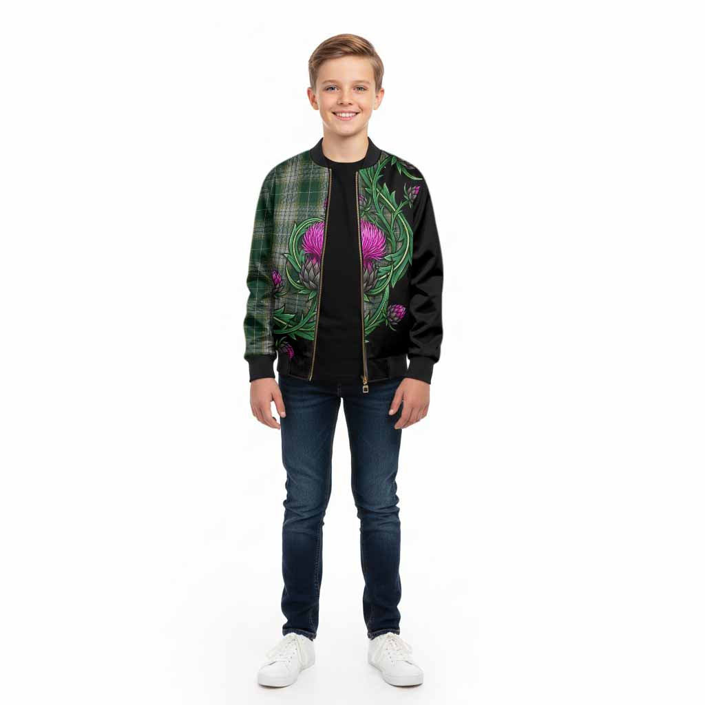 Kelso Tartan Kid Bomber Jacket Resilient Scottish Thistle - Tartan Vibes Clothing