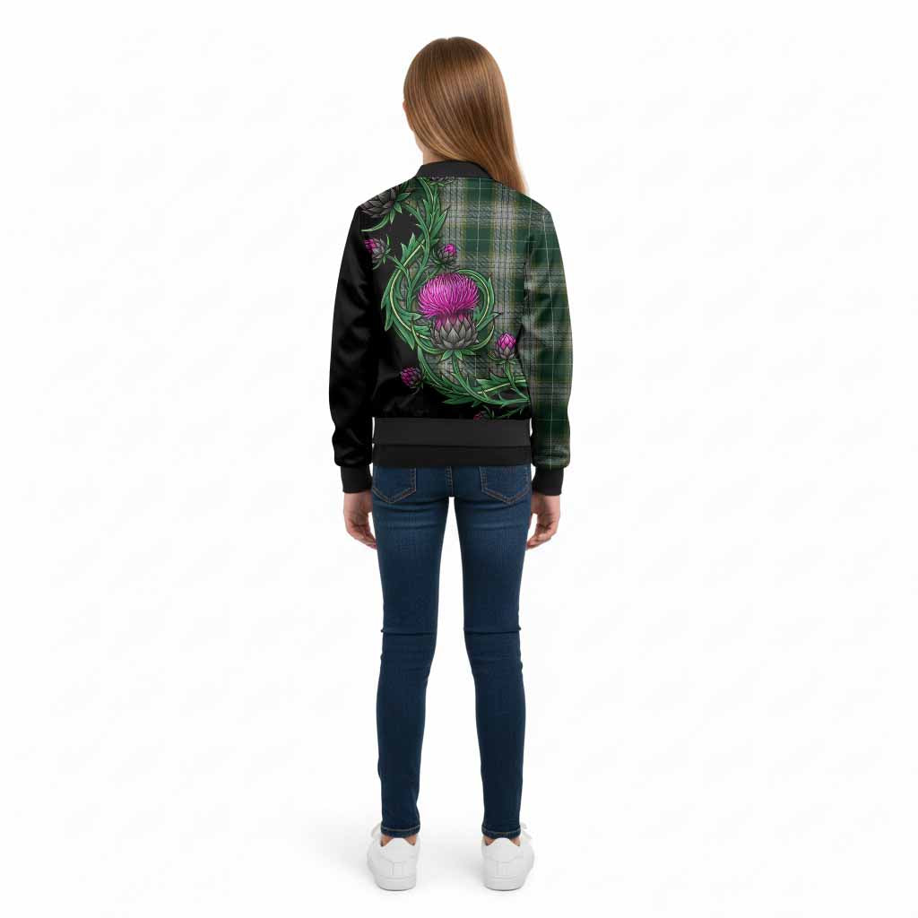 Kelso Tartan Kid Bomber Jacket Resilient Scottish Thistle - Tartan Vibes Clothing