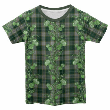 Kelso Tartan Kid T-shirt Seamless Scottish Thistle Flowers
