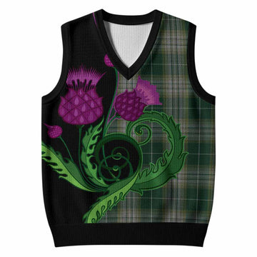 Kelso Tartan Knitted V-Neck Vest Traditional Scottish Thistle