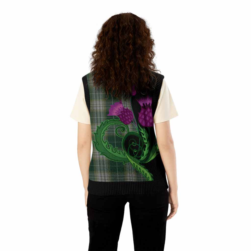 Kelso Tartan Knitted V-Neck Vest Traditional Scottish Thistle