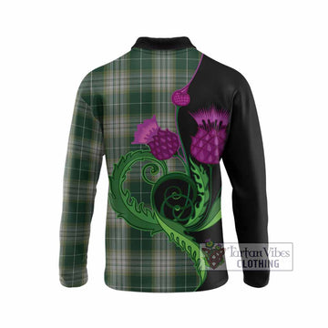 Kelso Tartan Long Sleeve Polo Shirt Traditional Scottish Thistle