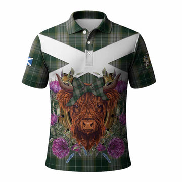 Kelso Tartan Polo Shirt Scottish Thistle Heilan Coo