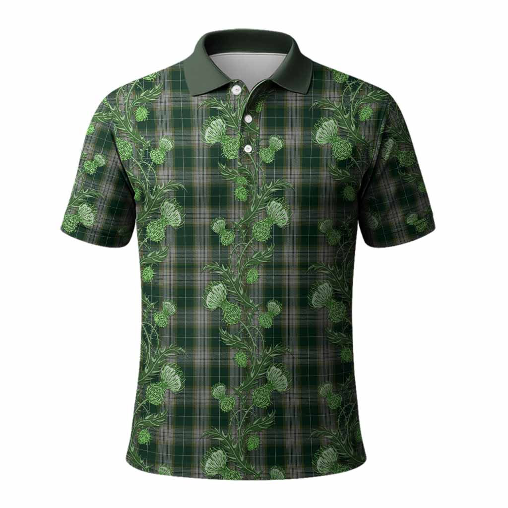 Kelso Tartan Polo Shirt Seamless Scottish Thistle Flowers