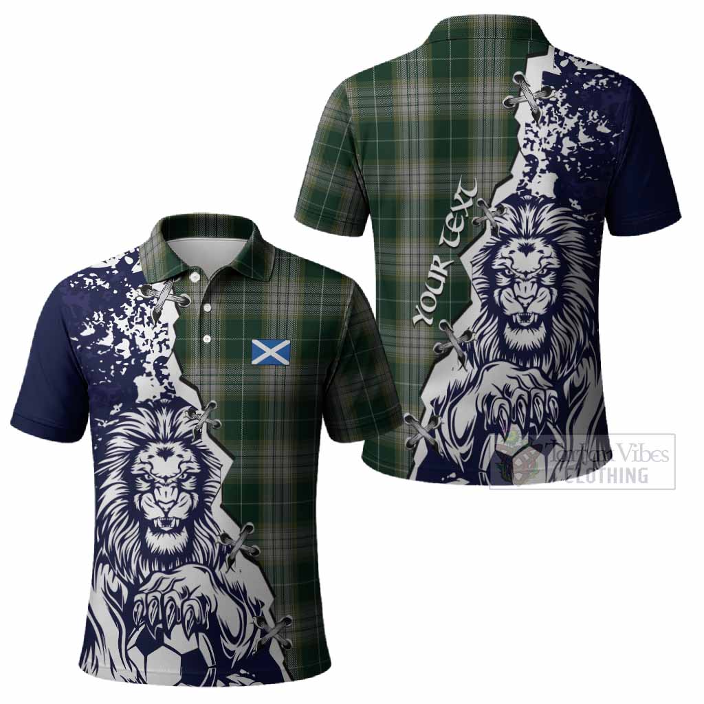 Kelso Tartan Scottish Polo Shirt Angry Lion With Soccer Ball Style