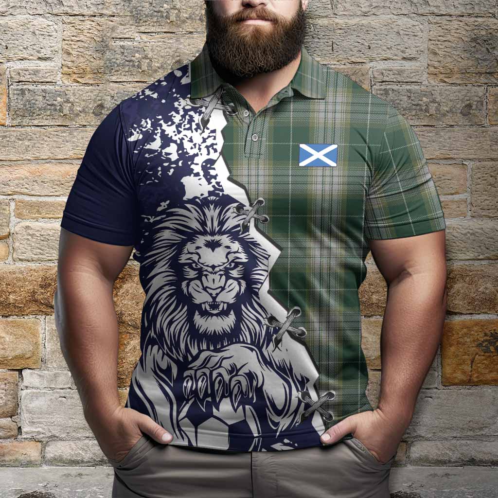 Kelso Tartan Scottish Polo Shirt Angry Lion With Soccer Ball Style