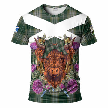 Kelso Tartan T-Shirt Scottish Thistle Heilan Coo
