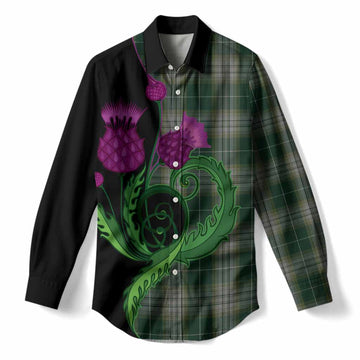Kelso Tartan Women Casual Shirt Traditional Scottish Thistle