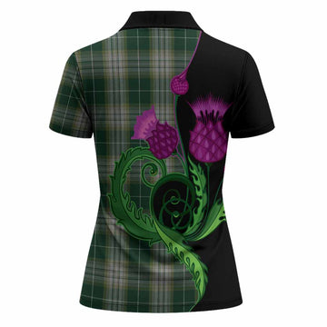 Kelso Tartan Women Polo Shirt Traditional Scottish Thistle