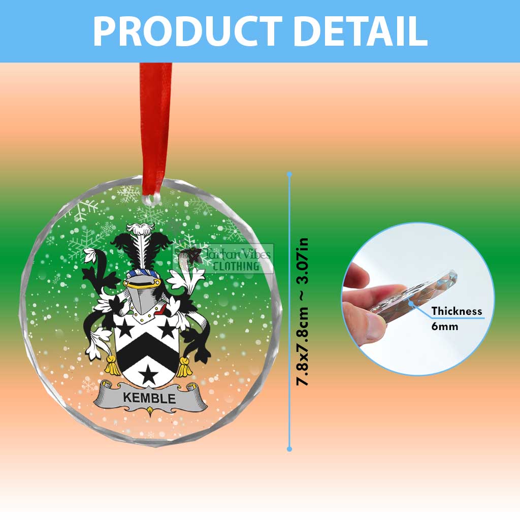 Kemble Irish Clan Christmas Glass Ornament with Coat of Arms - 2D-tartanvibesclothing