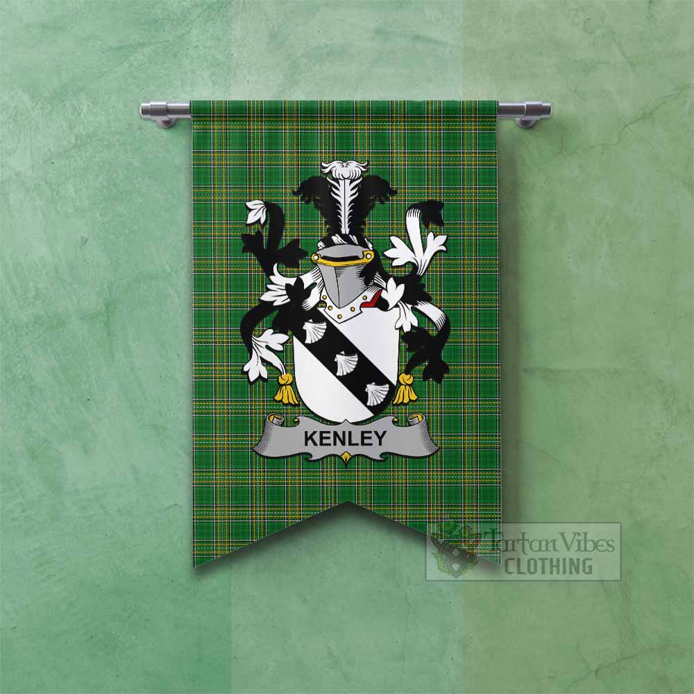 Tartan Vibes Clothing Kenley Irish Clan Tartan Gonfalon, Tartan Banner with Coat of Arms