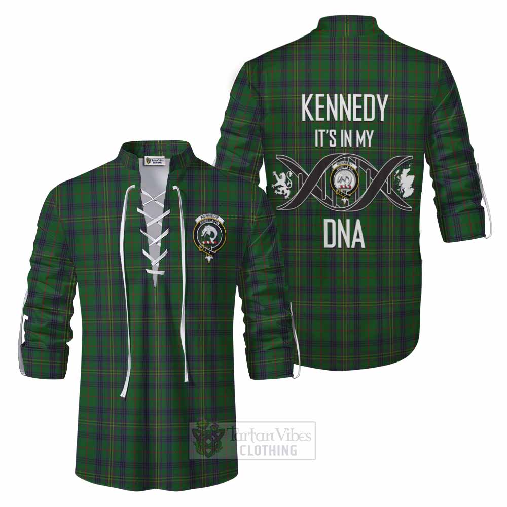 Tartan Vibes Clothing Kennedy Tartan Ghillie Kilt Shirt with Family Crest DNA In Me Style