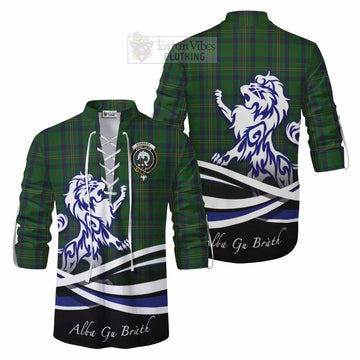 Tartan Vibes Clothing Kennedy Tartan Ghillie Kilt Shirt with Alba Gu Brath Regal Lion Emblem