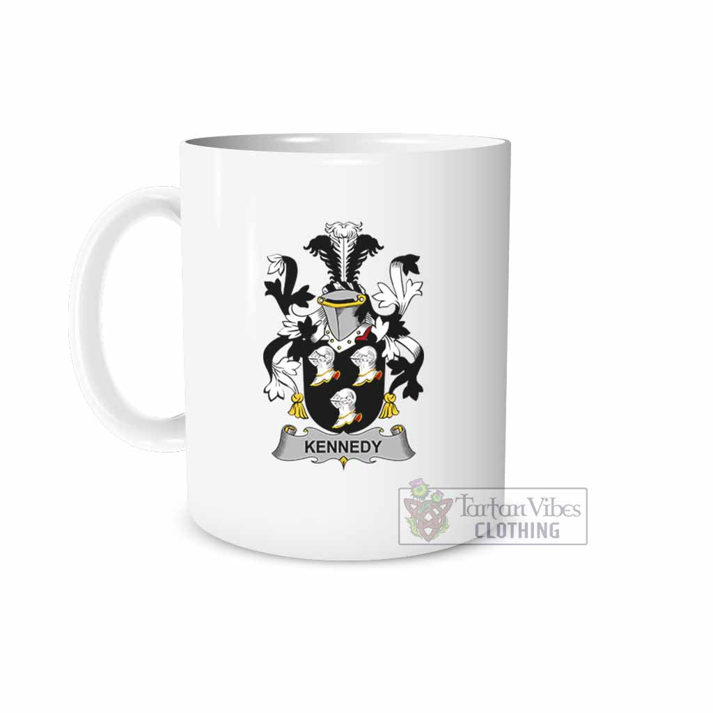 Kennedy Irish Clan Coat of Arms Ceramic Mug White - 2D-tartanvibesclothing