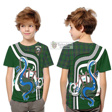 Tartan Vibes Clothing Kennedy Tartan Kid T-Shirt with Epic Bagpipe Style