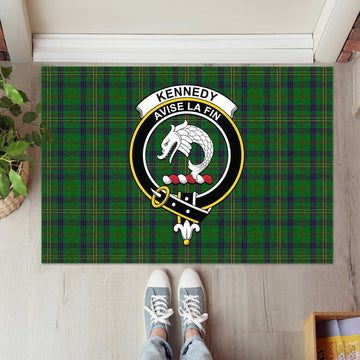 Kennedy Tartan Rubber Doormat with Family Crest