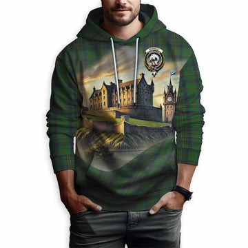 Tartan Vibes Clothing Kennedy Tartan Family Crest Hoodie with Scottish Ancient Castle Style