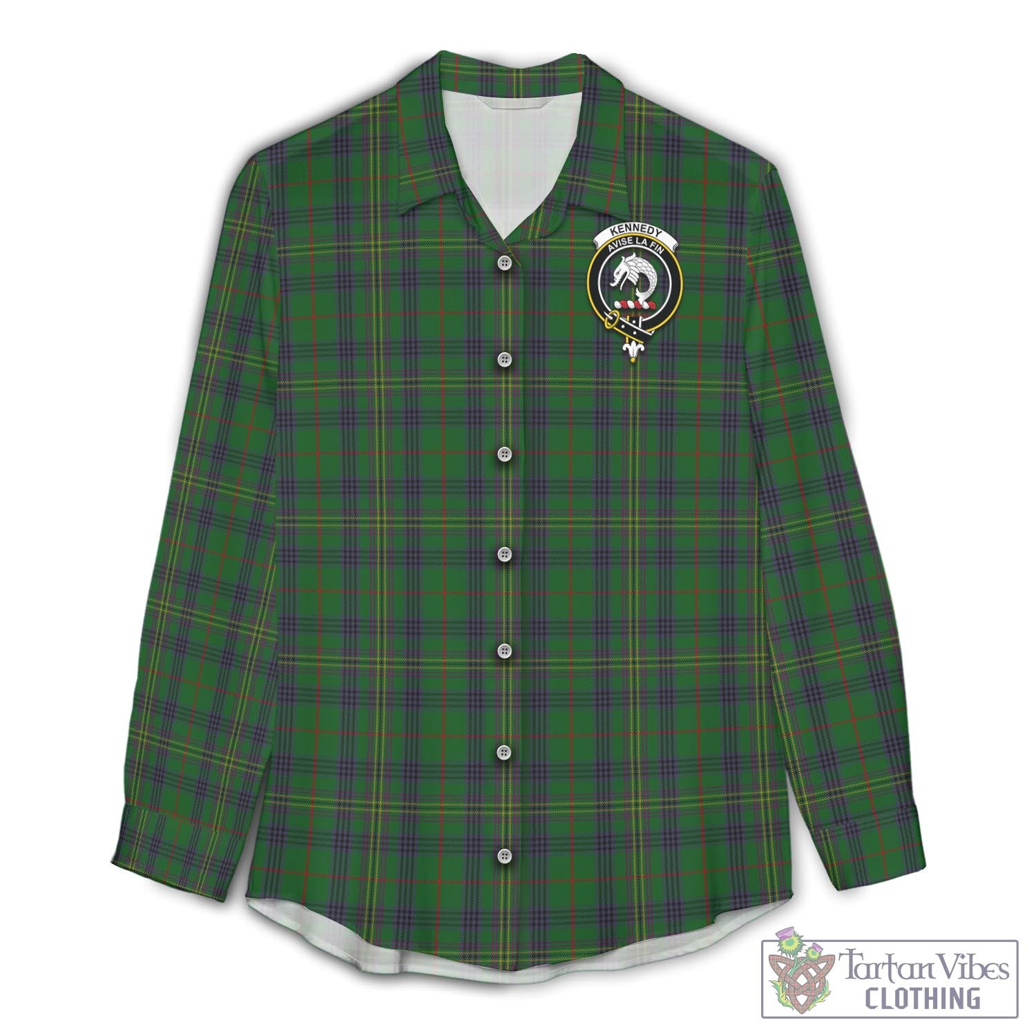 Tartan Vibes Clothing Kennedy Tartan Womens Casual Shirt with Family Crest
