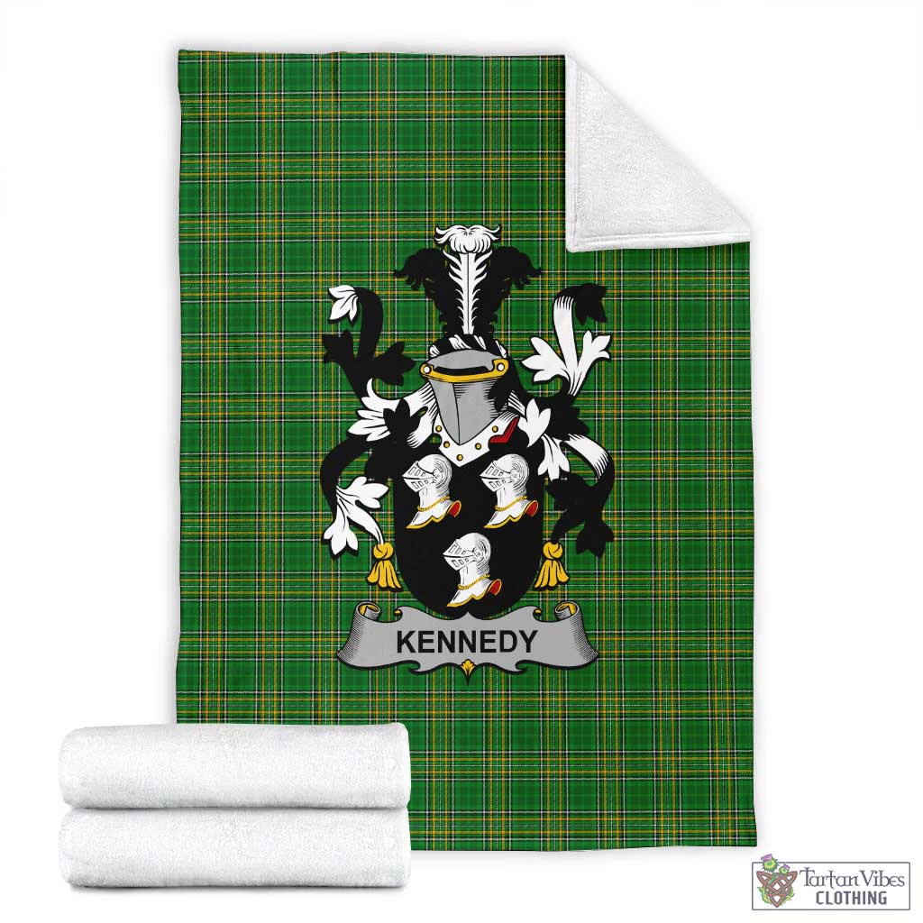 Kennedy Irish Clan Tartan Blanket with Coat of Arms X-Large 59 x 79 inches 150 x 200 cm - Tartan Vibes Clothing