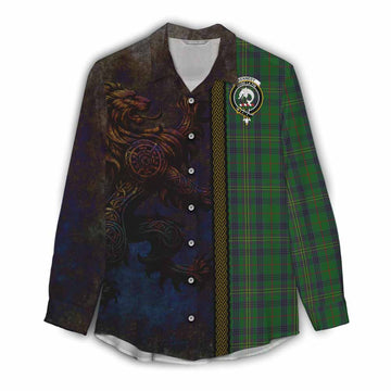 Tartan Vibes Clothing Kennedy Tartan Family Crest Women's Casual Shirt Alba Gu Brath Be Brave Lion Ancient Style