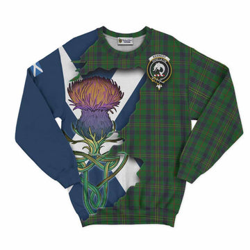 Tartan Vibes Clothing Kennedy Tartan Family Crest Sweatshirt Scottish Thistle Celtic Inspired