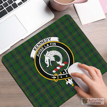 Tartan Vibes Clothing Kennedy Tartan Mouse Pad with Family Crest