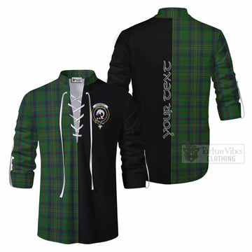 Tartan Vibes Clothing Kennedy Tartan Ghillie Kilt Shirt with Family Crest and Half Of Me Style