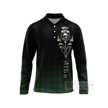 Tartan Vibes Clothing Kennedy Tartan Long Sleeve Polo Shirt Featuring Alba Gu Brath Family Crest Celtic Inspired
