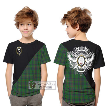 Kennedy Tartan Kid T-Shirt with Family Crest and Military Logo Style Youth XL Size14 - Tartanvibesclothing Shop